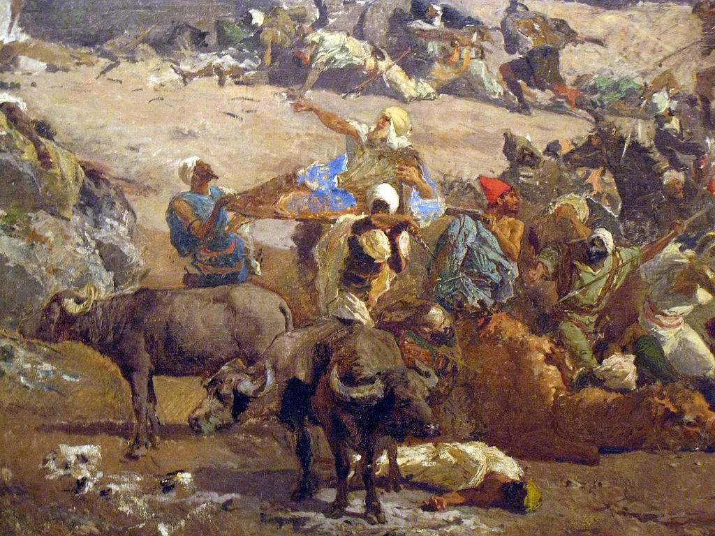 La battaglia di Tetau - Museu Nacional d'Art de Cataluny, Barcellona, dettaglio 2